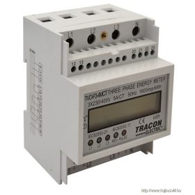  TRACON TVO-F3-4MCT LCD kijelzésű háromfázisú áramváltós fogyasztásmérő, 4 modul 400V / 5 A CT Pd=3W