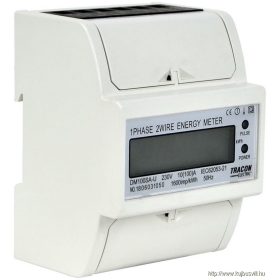   TRACON TVOF14 LCD kijelzésű fogyasztásmérő,közvetlen, 1 fázisú, 4 modul 230VAC / 10(100)A