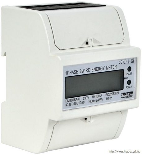 TVOF14 LCD kijelzésű fogyasztásmérő,közvetlen, 1 fázisú, 4 modul 230VAC / 10(100)A