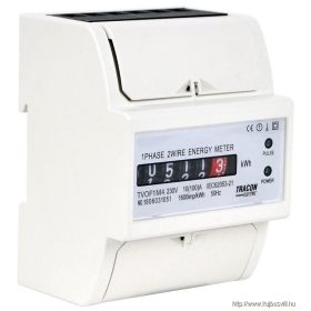   TRACON TVOF1M4 Elektromech. fogyasztásmérő, közvetlen, 1 fázisú, 4 modul 230VAC / 10(100)A