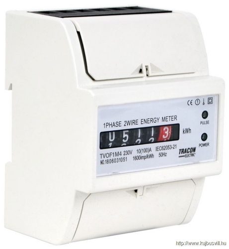 TVOF1M4 Elektromech. fogyasztásmérő, közvetlen, 1 fázisú, 4 modul 230VAC / 10(100)A