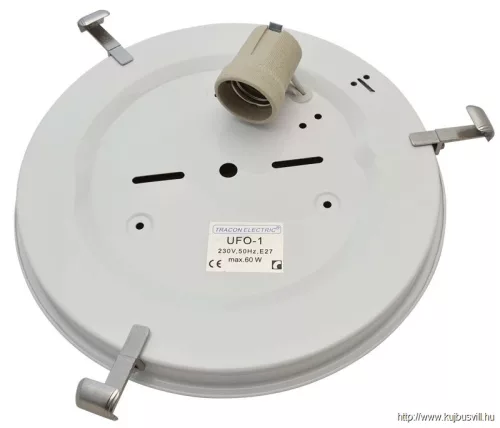 TRACON UFO-1-F Üveg mennyezeti UFO lámpatest, fehér 230V, 50Hz, E27, max.1×60W, D=300 mm