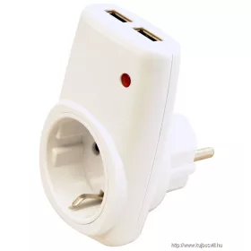   TRACON USBD Csatlakozóaljzat adapter 2 dbUSB porttal, fehér 85-265 VAC 50/60 Hz; USB: 5 VDC, max. 2,1 A