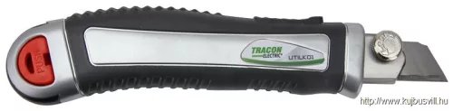 TRACON UTILK01 Pengés kés tárolóval, 4 penge, cink markolat gumibetéttel L=168mm, D=35mm, W=18mm, d=18mm
