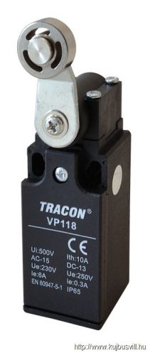 VP118 Helyzetkapcsoló, lengőkar-görgő 1xNO+1xNC, 6A/230V AC-15, 0,3A/250V DC-13, 28mm, IP65