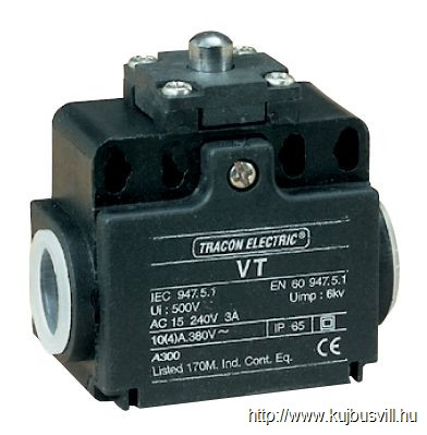 VT110 Helyzetkapcsoló, kúpos-ütközős 1xNO+1xNC, 6A/230V AC-15, 0,3A/250V DC-13, IP65
