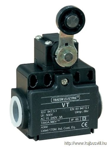 VT118 Helyzetkapcsoló, lengőkar-görgö 1xNO+1xNC, 6A/230V AC-15, 0,3A/250V DC-13, 28mm, IP65