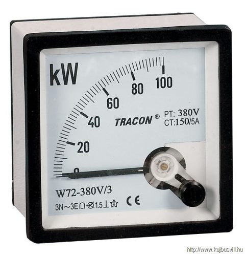 W72-400V/4 Hatásos teljesítménymérő, 3 fázisú, 4 vezetékes 72×72mm, 400V AC