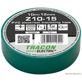   TRACON Z10-15 Szigetelőszalag, zöld 10m×15mm, PVC, 0-90°C, 40kV/mm