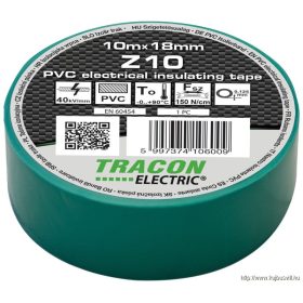   TRACON Z10 Szigetelőszalag, zöld 10m×18mm, PVC, 0-90°C, 40kV/mm