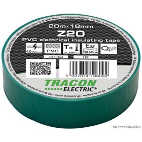   TRACON Z20 Szigetelőszalag, zöld 20m×18mm, PVC, 0-90°C, 40kV/mm